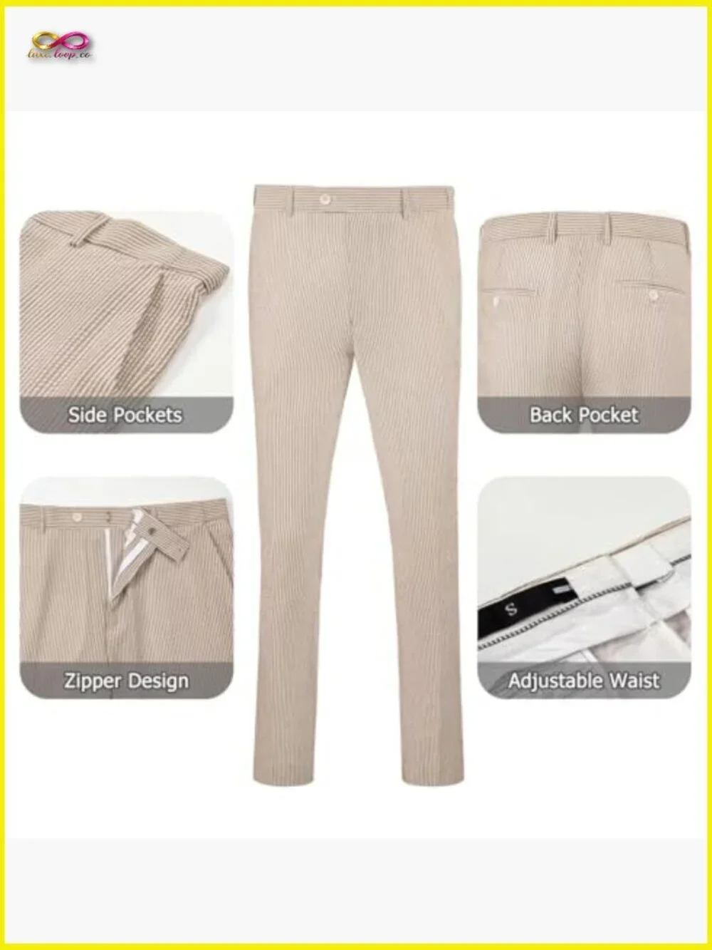 Seersucker Slim Fit Suit Set Formal Summer Wedding Grooms Blazer Pants